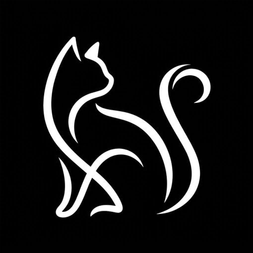 Darkinator Cat — white silhouette on black